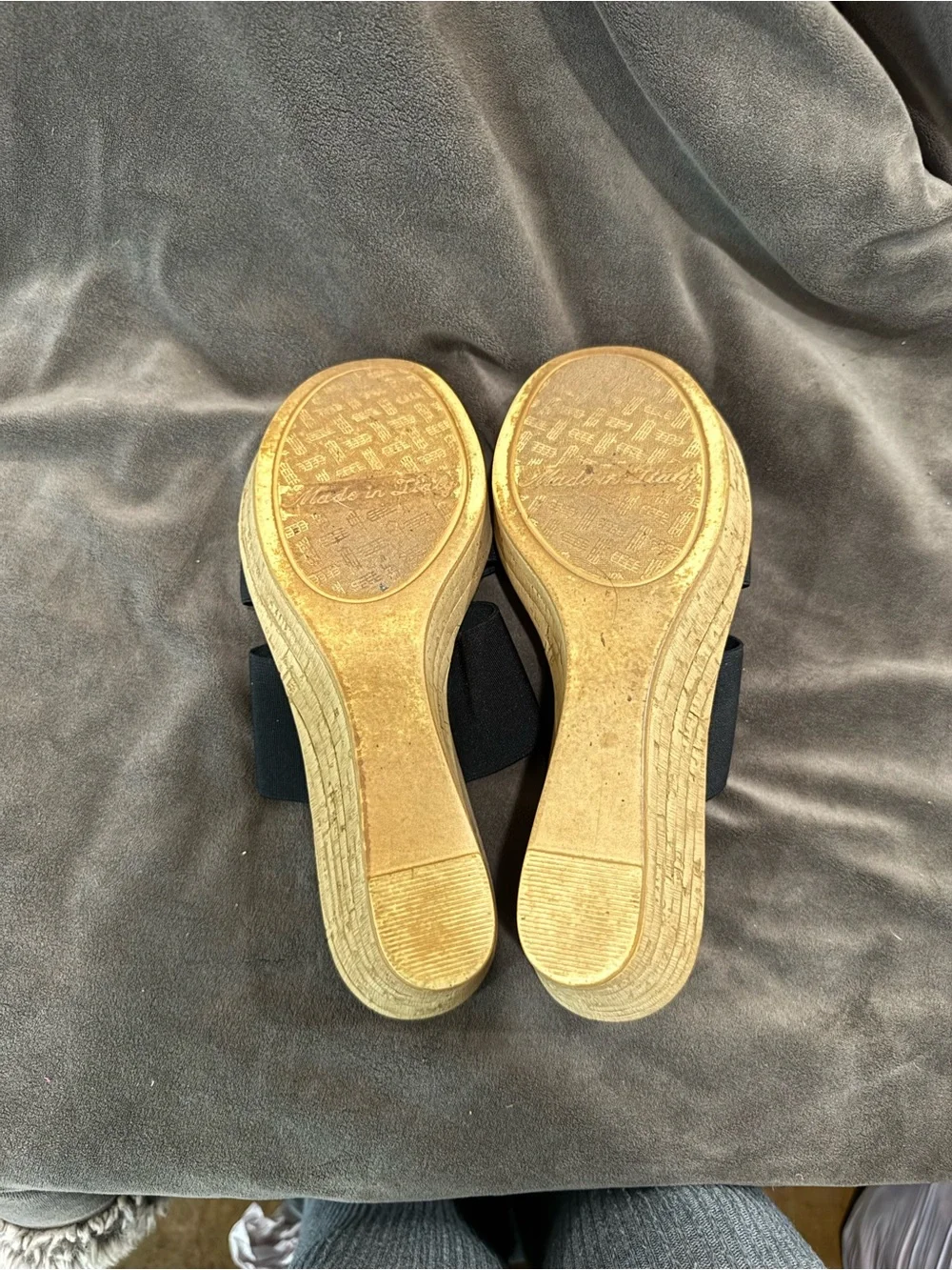 Italian Shoemakers Black and Tan Wedge Sandals